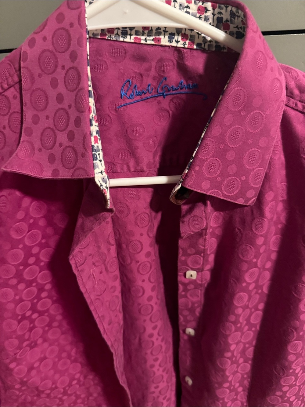 Robert Graham Fuchsia Pink Textured Circle Button-Up Shirt